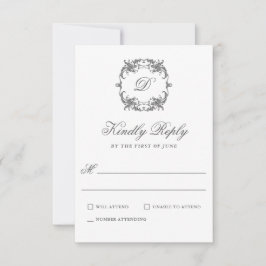 Einfache elegante Monogram Classic Wedding RSVP Karte