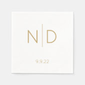 Einfache, elegante Monogram Gold-Hochzeit mit Datu Serviette (Vorderseite)