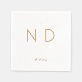 Einfache, elegante Monogram Gold-Hochzeit mit Datu Serviette
