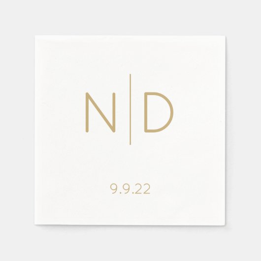 Einfache, elegante Monogram Gold-Hochzeit mit Datu Serviette (Vorderseite)