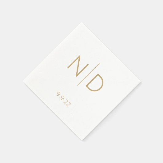 Einfache, elegante Monogram Gold-Hochzeit mit Datu Serviette (Ecke)