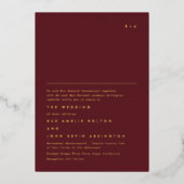 Einfache elegante Monogram Gold | Maroon Burgundy Folieneinladung (Vorderseite)