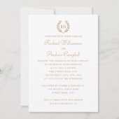 Einfache elegante Monogram Gold White Wedding Einladung (Vorderseite)