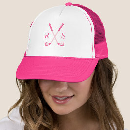 Einfache Elegante Monogram Initial Pink Golf Truckerkappe