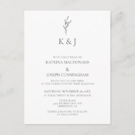 Einfache elegante Monogram Minimalistisch Chic Wed Postkarte