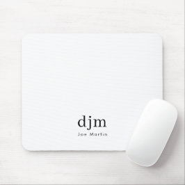 Einfache elegante Monogram Minimalistisch Schwarz Mousepad