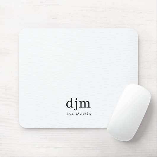 Einfache elegante Monogram Minimalistisch Schwarz Mousepad (Mit Mouse)