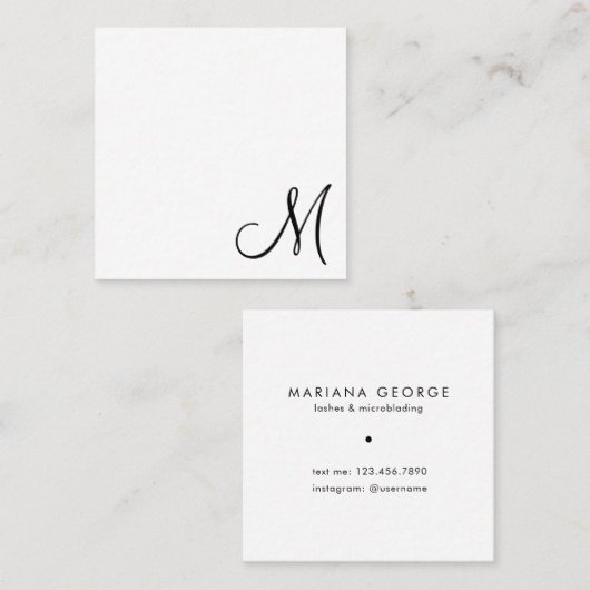 Einfache elegante Monogram modern Quadratische Visitenkarte (Vorne/Hinten)