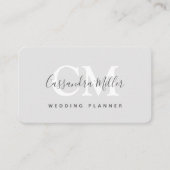 Einfache elegante Monogram Name Wedding Planner Visitenkarte (Vorderseite)