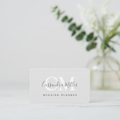 Einfache elegante Monogram Name Wedding Planner Visitenkarte (Stehend Vorderseite)