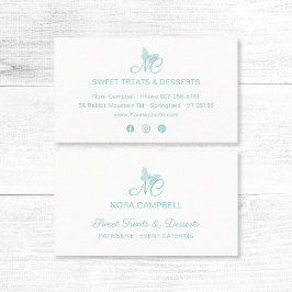 Einfache Elegante Monogram Niedlich Türkisschmette Visitenkarte