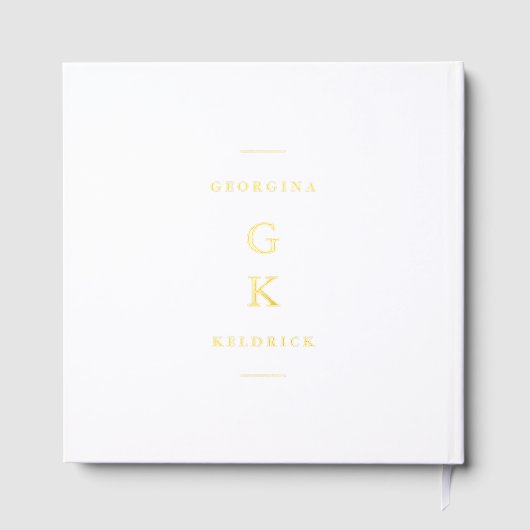 Einfache, elegante Monogram-Personalisierte Hochze Gästebuch (Rückseite)
