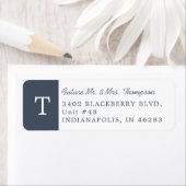 Einfache elegante Monogram Smoky Navy-Rücksendeadr (Insitu)