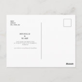 Einfache elegante Monogramm-Hochzeit Bitte vormerk Postkarte (Rückseite)