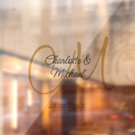 Einfache, elegante, monogramm Hochzeit Fensteraufkleber