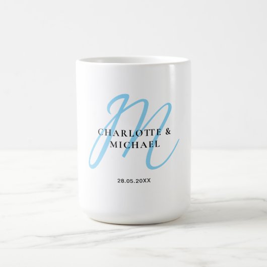 Einfache, elegante, monogramm Hochzeit Kaffeetasse (Mittel)