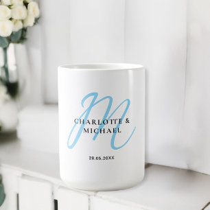 Einfache, elegante, monogramm Hochzeit Kaffeetasse