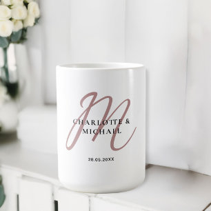 Einfache, elegante, monogramm Hochzeit Kaffeetasse