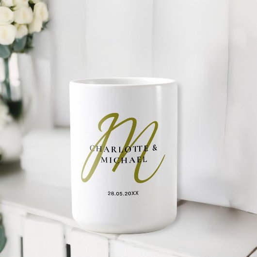 Einfache, elegante, monogramm Hochzeit Kaffeetasse