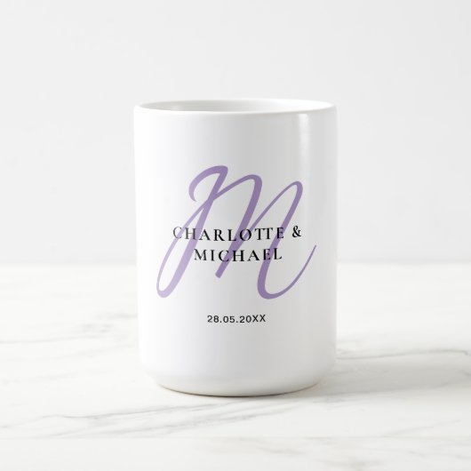 Einfache, elegante, monogramm Hochzeit Kaffeetasse (Mittel)