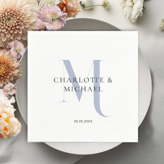 Einfache, elegante, monogramm Hochzeitsnapkins Serviette