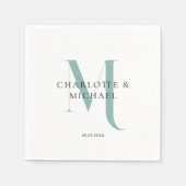 Einfache, elegante, monogramm Hochzeitsnapkins Serviette (Vorderseite)