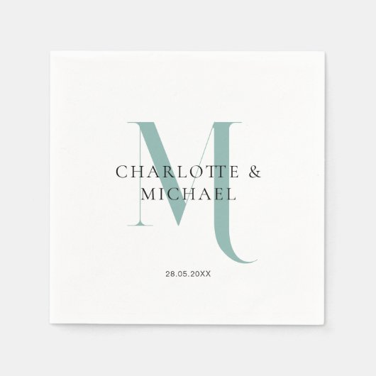 Einfache, elegante, monogramm Hochzeitsnapkins Serviette (Vorderseite)