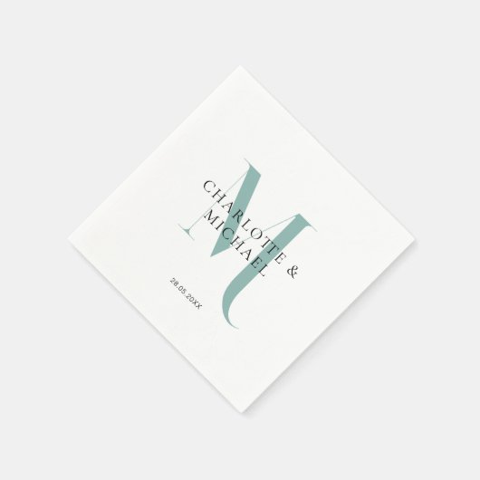 Einfache, elegante, monogramm Hochzeitsnapkins Serviette (Ecke)