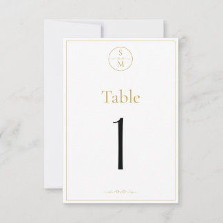 Einfache elegante Monogramm-Hochzeitstischnummern RSVP Karte
