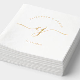 Einfache Elegante Monogramm Minimalistische Hochze Servietten Mit Folie