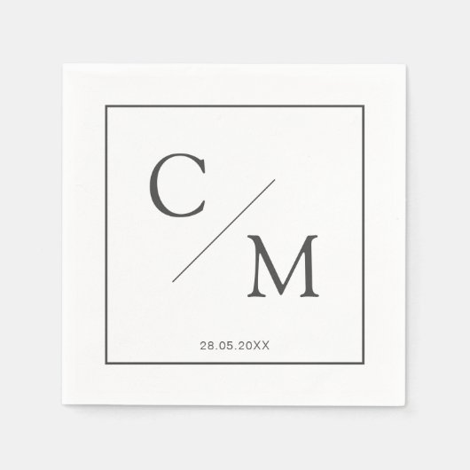 Einfache elegante Monogramm-Serviette Serviette (Vorderseite)