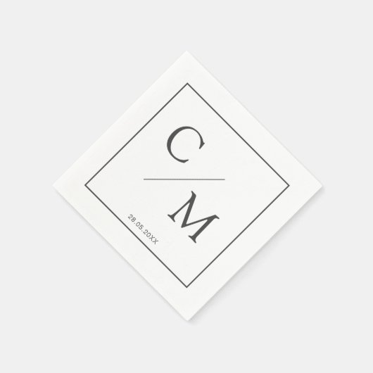 Einfache elegante Monogramm-Serviette Serviette (Ecke)