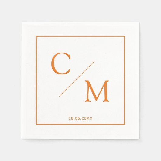 Einfache elegante Monogramm-Serviette Serviette (Vorderseite)