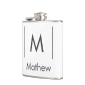 Einfache, elegante Monogramm Trauzeuge-Mannschafts Flachmann (Links)