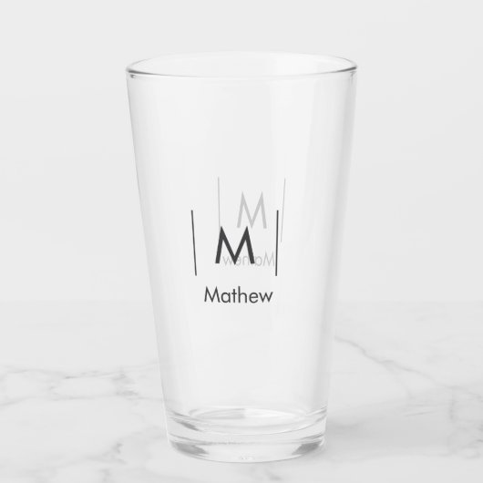 Einfache, elegante Monogramm Trauzeuge-Mannschafts Glas (Vorderseite)