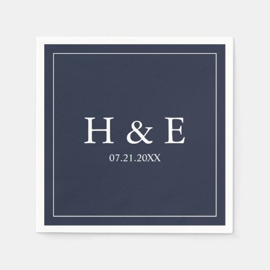 Einfache, elegante Monogramme Hochzeit Serviette (Vorderseite)