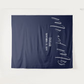 Einfache Elegante Mr. and Mrs Navy Foto Backdrop Wandteppich (Vorderseite (Horizontal))