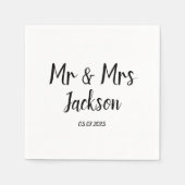 Einfache Elegante Mr. und Mrs. Black Script Weddin Serviette (Vorderseite)