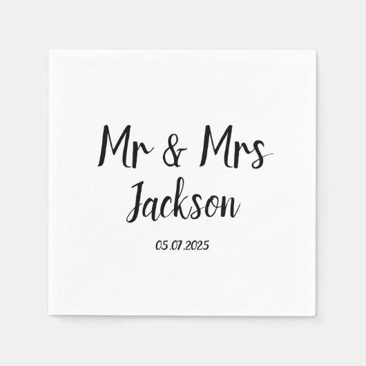 Einfache Elegante Mr. und Mrs. Black Script Weddin Serviette (Vorderseite)