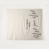 Einfache Elegante Mr. und Mrs. Cream Foto Hintergr Wandteppich (Vorderseite (Horizontal))