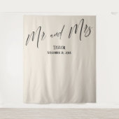 Einfache Elegante Mr. und Mrs. Cream Foto Hintergr Wandteppich (Vorderseite)
