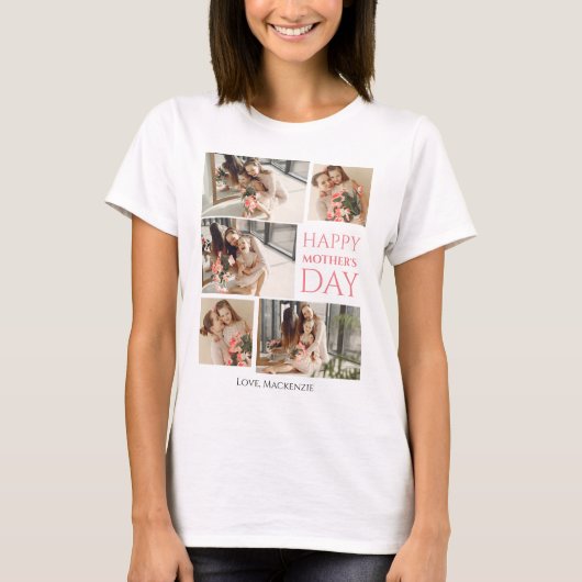 Einfache Elegante Mutter Days Geschenk Foto Collag T-Shirt (Vorderseite)
