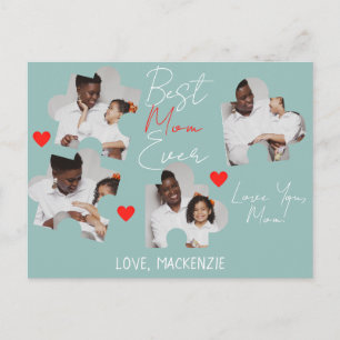 Einfache elegante Mütter Tag Puzzle Foto Collage Feiertagspostkarte