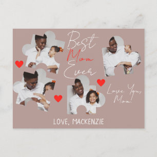 Einfache elegante Mütter Tag Puzzle Foto Collage Feiertagspostkarte