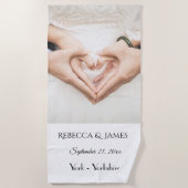 Einfache Elegante Name Hochzeit Flitterwochen Hand Strandtuch (Vorderseite)