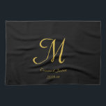 Einfache, elegante Name Schwarz und Gold Monogram Geschirrtuch<br><div class="desc">Einfache Elegante Schwarz und Gold Monogram Name Küchentuch</div>