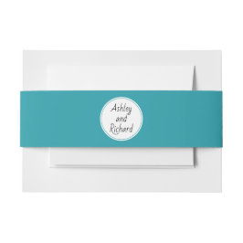 Einfache elegante Namen aquamarine blaue Hochzeit Einladungsbanderole