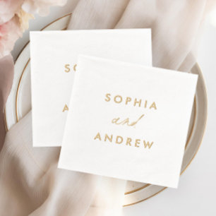 Einfache Elegante Namen Hochzeit  Servietten Mit Folie