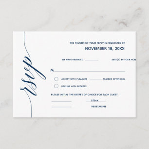 Einfache Elegante Navy Blue Calligraphy, Wedding R Begleitkarte