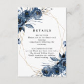Einfache elegante navyblaue Hochzeits-QR-Code-Deta Begleitkarte (Vorderseite)